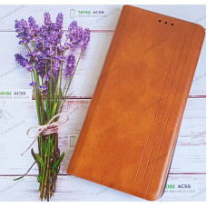 Чохол книга шкіряна для Samsung A04S, з магнітом та підставкою, Mustang, рудого кольору.
