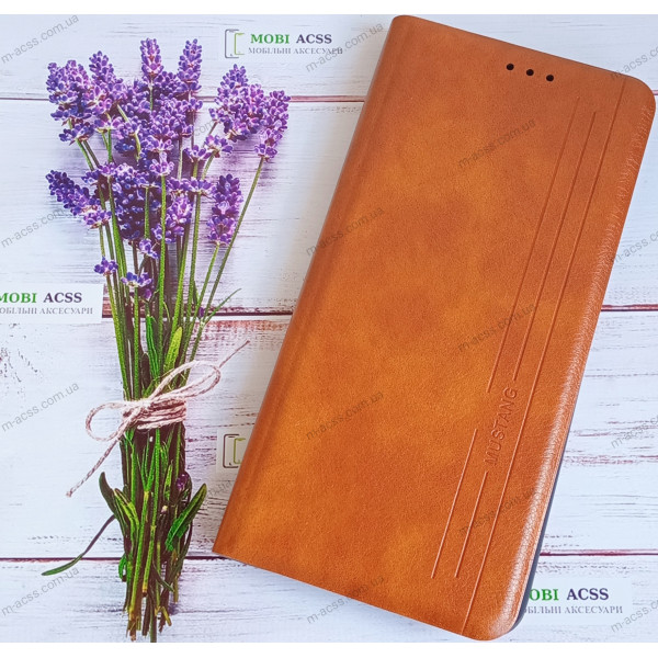 Чохол книга шкіряна для Samsung A04S, з магнітом та підставкою, Mustang, рудого кольору.