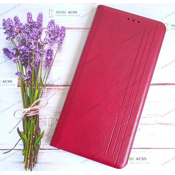 Чохол книга шкіряна для Samsung A04S, з магнітом та підставкою, Mustang, червоного кольору.