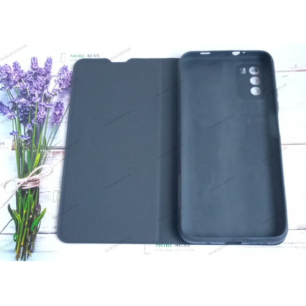 Чохол книга для Xiaomi Poco M3, штучна шкіра, з магнітом та підставкою, Lux, чорного кольору.