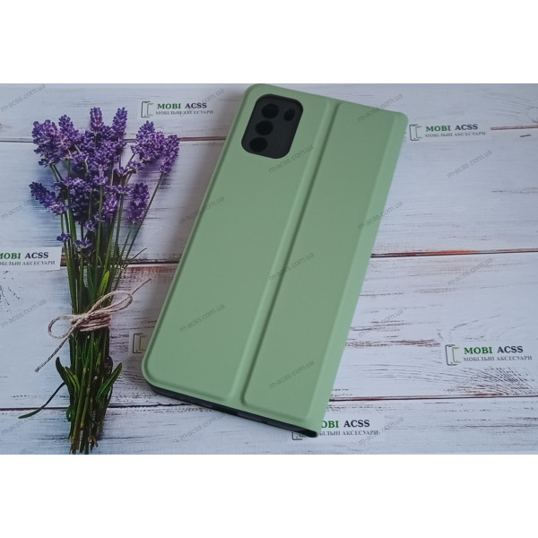 Чохол книга для Xiaomi Poco M3, штучна шкіра, з магнітом та підставкою, Lux, м'ятного кольору.