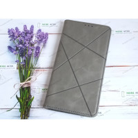 Чохол книга шкіряна для Xiaomi Poco M3 Pro, магнітом та підставкою, Business Leather, сірого кольору.