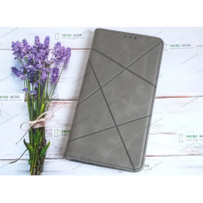 Чохол книга шкіряна для Xiaomi Poco M3 Pro, магнітом та підставкою, Business Leather, сірого кольору.