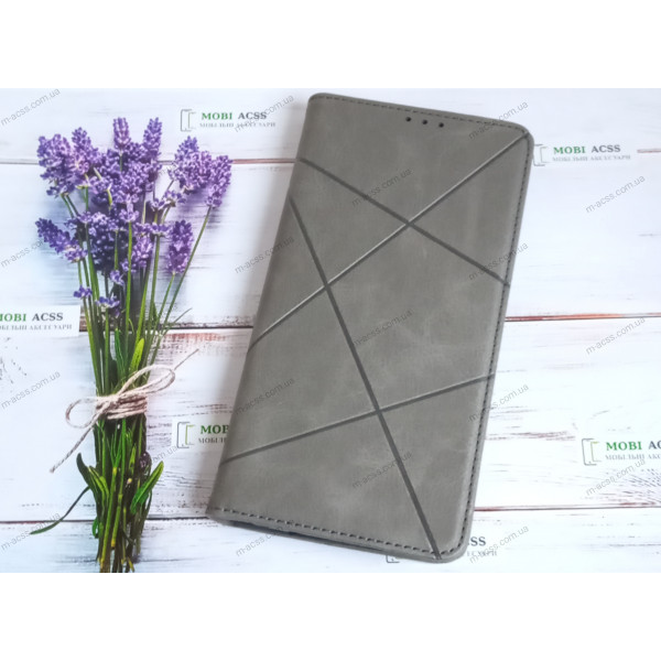 Чохол книга шкіряна для Xiaomi Poco M3 Pro, магнітом та підставкою, Business Leather, сірого кольору.