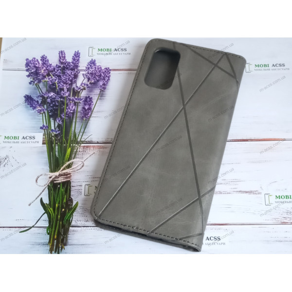 Чохол книга шкіряна для Xiaomi Poco M3 Pro, магнітом та підставкою, Business Leather, сірого кольору.