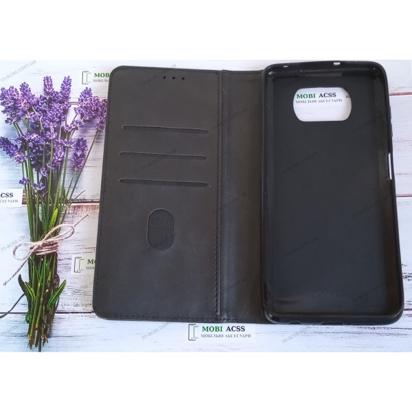 Чохол книга шкіряна для Xiaomi Poco X3, магнітом та підставкою, Business Leather, чорного кольору.