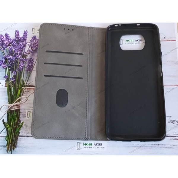 Чохол книга шкіряна для Xiaomi Poco X3 Pro, магнітом та підставкою, Business Leather, сірого кольору.