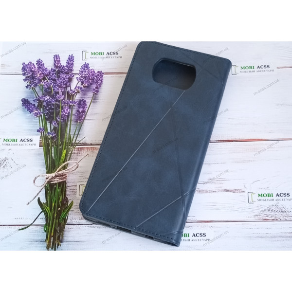 Чохол книга шкіряна для Xiaomi Poco X3, магнітом та підставкою, Business Leather, синього кольору.