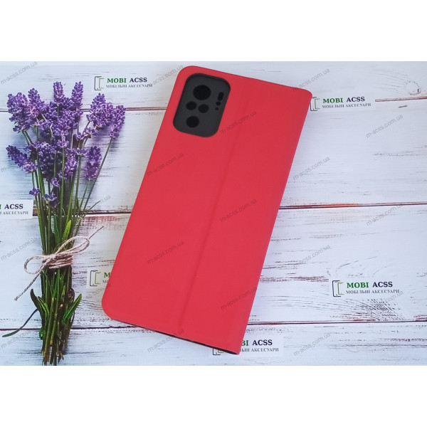 Чохол книга для Xiaomi Redmi Note 10 (4G), штучна шкіра, з магнітом та підставкою, Lux, червоного кольору.