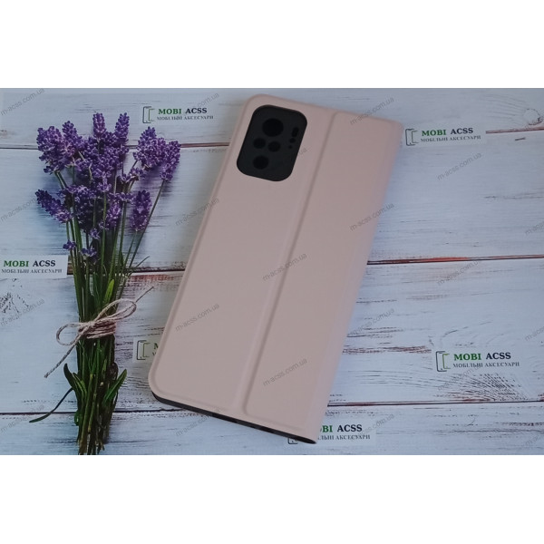 Чохол книга для Xiaomi Redmi Note 10 (4G), штучна шкіра, з магнітом та підставкою, Lux, пудрового кольору.