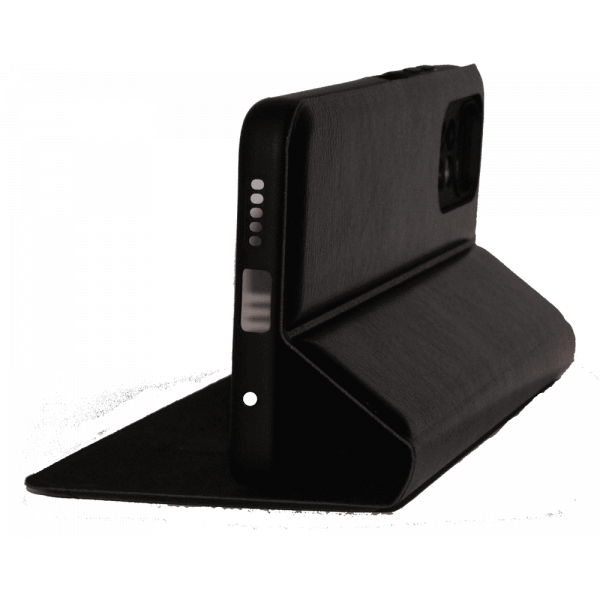 Чохол книга шкіряна для Xiaomi Redmi Note 11, магнітом та підставкою, Mustang, чорного кольору.