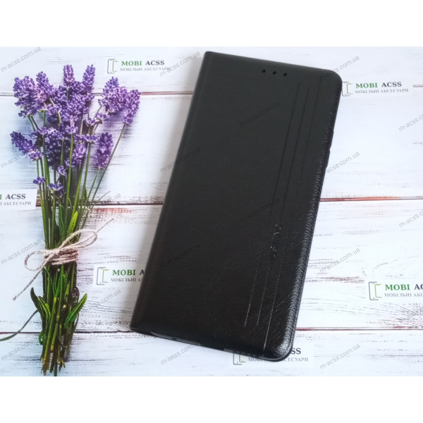 Чохол книга шкіряна для Xiaomi Redmi Note 11, магнітом та підставкою, Mustang, чорного кольору.