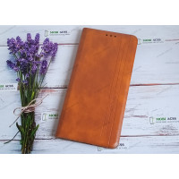 Чохол книга шкіряна для Xiaomi Redmi Note 11S, магнітом та підставкою, Mustang, рудого кольору.