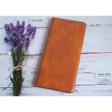 Чохол книга шкіряна для Xiaomi Redmi Note 11S, магнітом та підставкою, Mustang, рудого кольору.