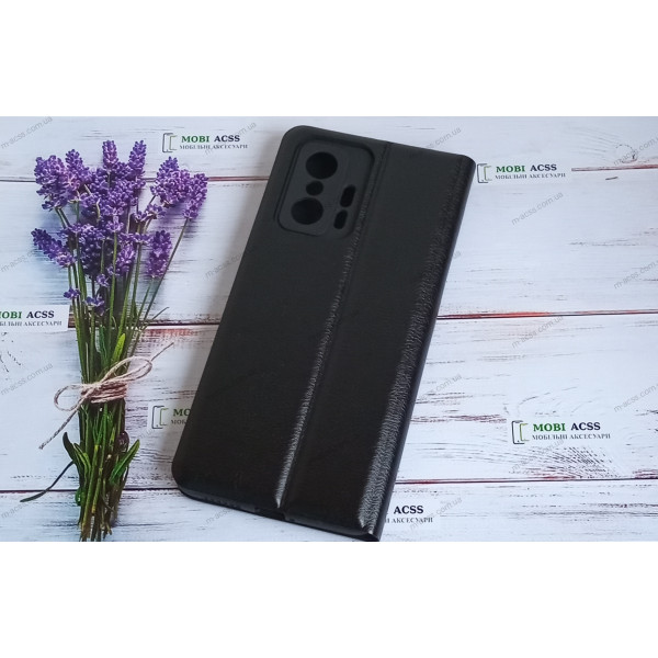 Чохол книга шкіряна для Xiaomi Redmi 11T, магнітом та підставкою, Mustang, чорного кольору.