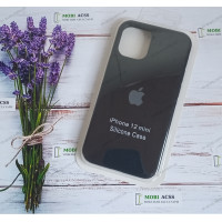Силіконовий чохол iPhone 12 Mini з мікрофіброю, матовий, чорного кольору.