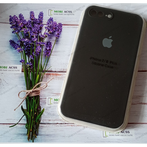 Силіконовий чохол iPhone 7 Plus з мікрофіброю, матовий, чорного кольору.