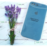 Силіконовий чохол iPhone 8 Plus з мікрофіброю, матовий, помірно синього кольору.