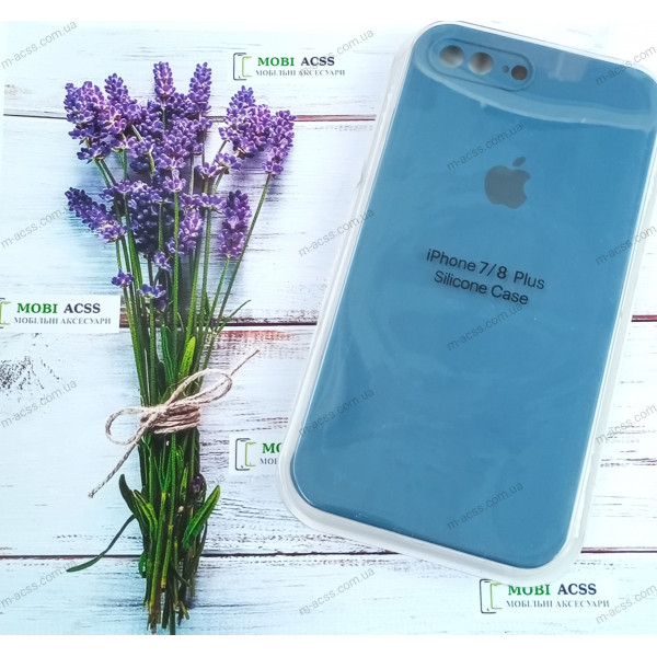 Силіконовий чохол iPhone 7 Plus з мікрофіброю, матовий, помірно синього кольору.