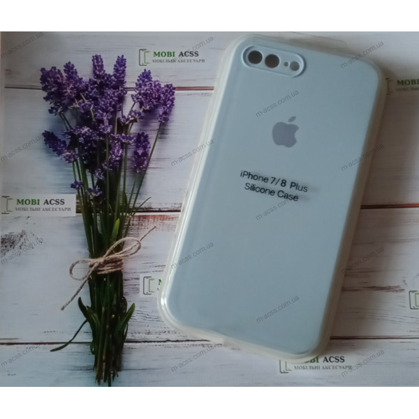 Силіконовий чохол iPhone 7 Plus з мікрофіброю, матовий, блакитного кольору.