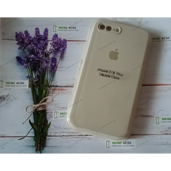 Силіконовий чохол iPhone 7 Plus з мікрофіброю, матовий, молочного кольору.