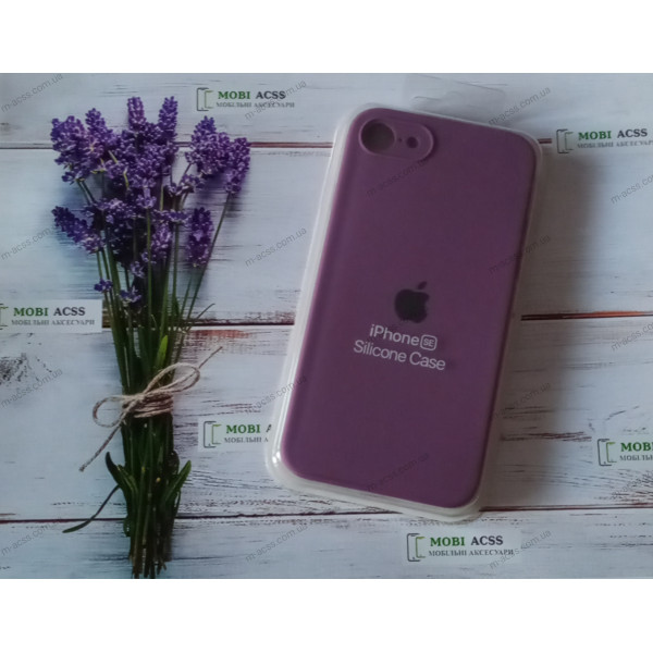 Силіконовий чохол iPhone 7 з мікрофіброю, матовий, фіолетового кольору.
