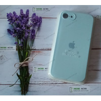 Силіконовий чохол iPhone SE з мікрофіброю, матовий, світло-бірюзового кольору.