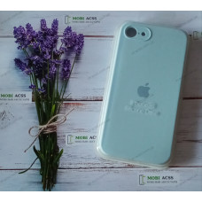 Силіконовий чохол iPhone SE з мікрофіброю, матовий, світло-бірюзового кольору.