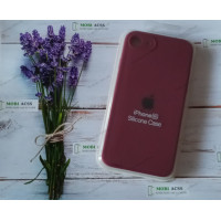 Силіконовий чохол iPhone 7 з мікрофіброю, матовий, бордового кольору.