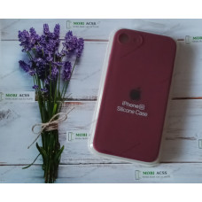 Силіконовий чохол iPhone 7 з мікрофіброю, матовий, бордового кольору.
