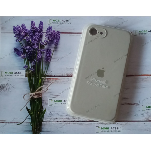 Силіконовий чохол iPhone SE з мікрофіброю, матовий, сірого кольору.