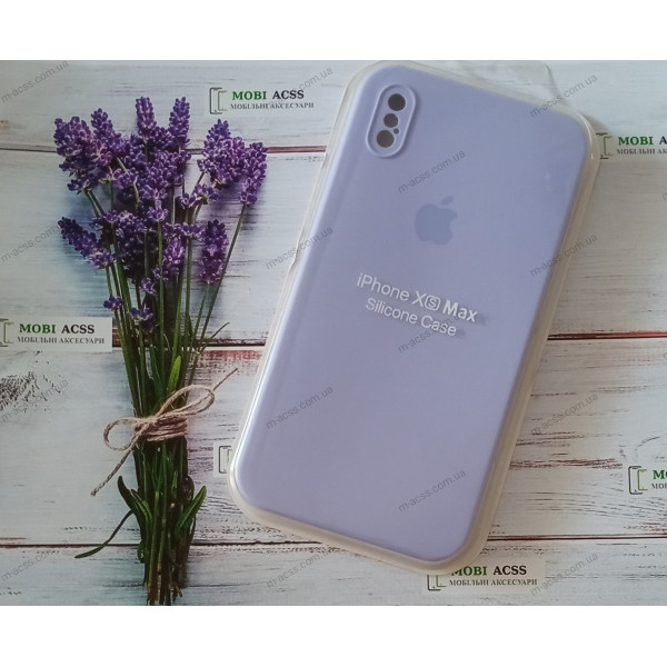 Силіконовий чохол iPhone XS Max з мікрофіброю, матовий, бузкового кольору.
