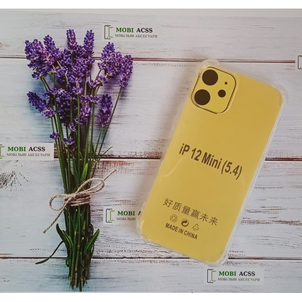 Прозорий силіконовий протиударний чохол для iPhone 12 mini з посиленими кутами