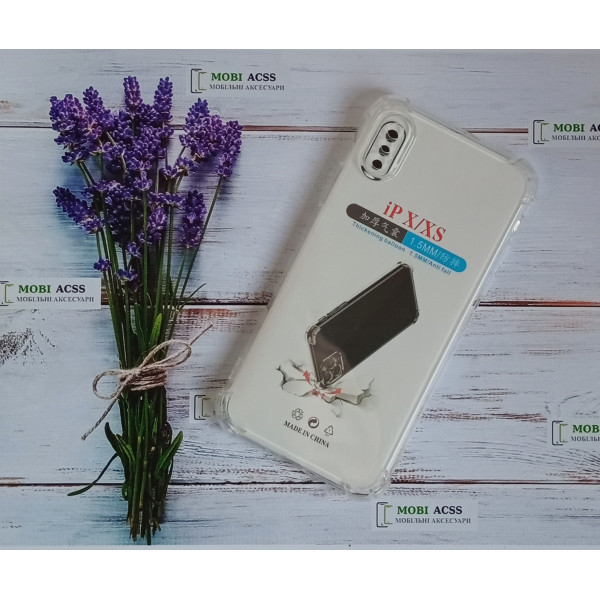 Прозорий силіконовий протиударний чохол для iPhone XS з посиленими кутами