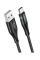 Кабель для зарядки Hoco U39 дата кабель, швидка зарядка, USB та Type-C, 3A, Чорний з тканинним покриттям та підсвіткою конекторів