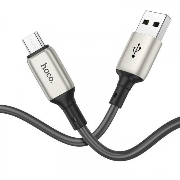 Кабель для зарядки Hoco X66 дата кабель, швидка зарядка, USB та MIcro USB, 2.4A, Сірий
